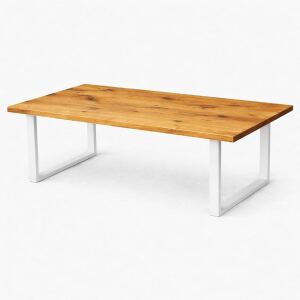 Wildeiche-Massivholztisch 180x90cm mit weißem...