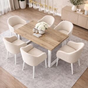 Küchentisch 140x90cm Wildeiche White Washed mit...