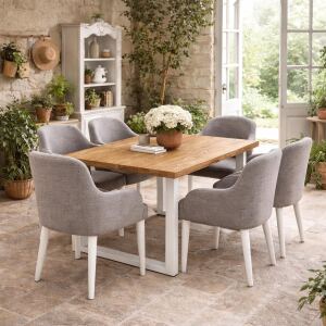Massivholztisch160x90cm Wildeiche White Wash,...
