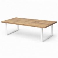 Esszimmertisch White Washed 220x100cm mit weißem U-Gestell - gerade Kante