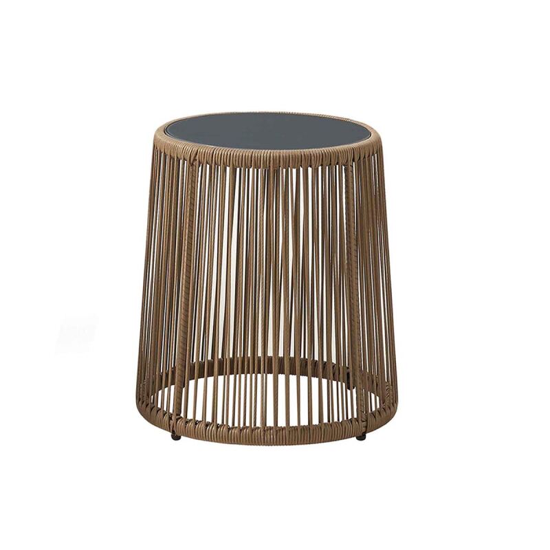 Loungetisch Rattan-Optik mit Glasplatte