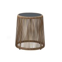 Loungetisch Rattan-Optik mit Glasplatte