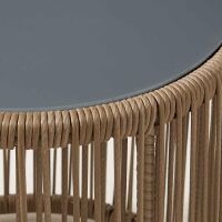Loungetisch Rattan-Optik mit Glasplatte