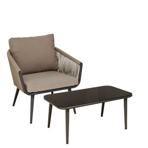 witterungsbeständiger Outdoor-Tisch mit Glasplatte 53x88cm
