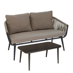 witterungsbeständiger Outdoor-Tisch mit Glasplatte 53x88cm