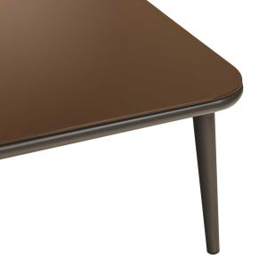 robuster Outdoor-Tisch mit Glasplatte 72x120cm, braun