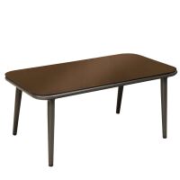 robuster Outdoor-Tisch mit Glasplatte 72x120cm, braun