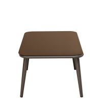 robuster Outdoor-Tisch mit Glasplatte 72x120cm, braun