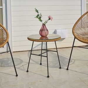 Rattan-Outdoor-Lounge-Set Boho 3-teilig natur