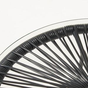 Outdoor Beistelltisch schwarz wetterfest mit Glasplatte
