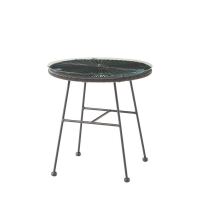 Outdoor Beistelltisch schwarz wetterfest mit Glasplatte