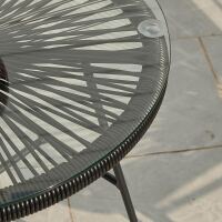 Outdoor Beistelltisch schwarz wetterfest mit Glasplatte