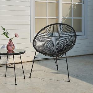 Rattan-Outdoor-Lounge-Set Boho 3-teilig schwarz