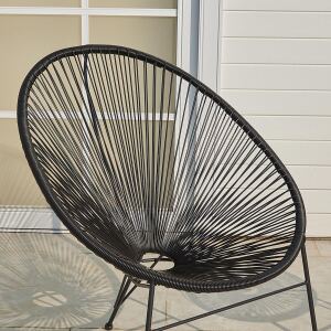 Rattan-Outdoor-Lounge-Set Boho 3-teilig schwarz