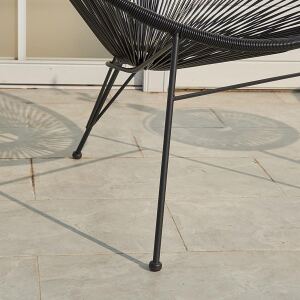Rattan-Outdoor-Lounge-Set Boho 3-teilig schwarz