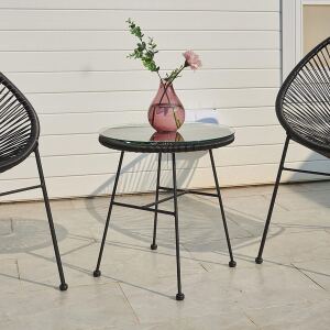 Rattan-Outdoor-Lounge-Set Boho 3-teilig schwarz