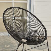 Rattan-Outdoor-Lounge-Set Boho 3-teilig schwarz