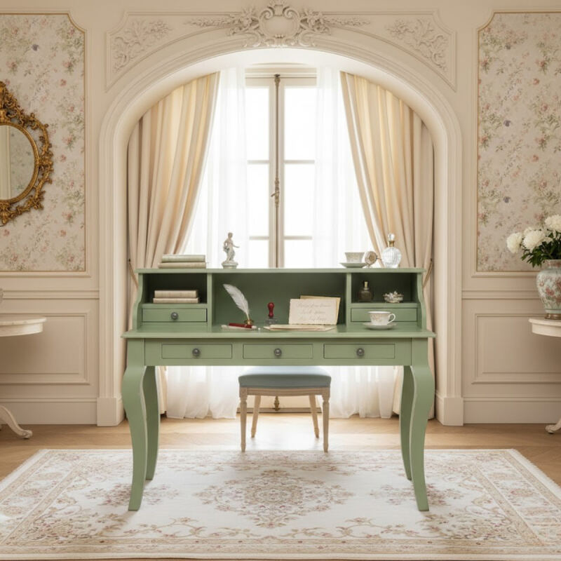 romantischer Sekretär - Landhaus  Schreibtisch mint-pastellgrün