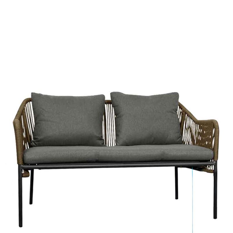 Wetterfestes Gartensofa 2-Sitzer, natur/grau