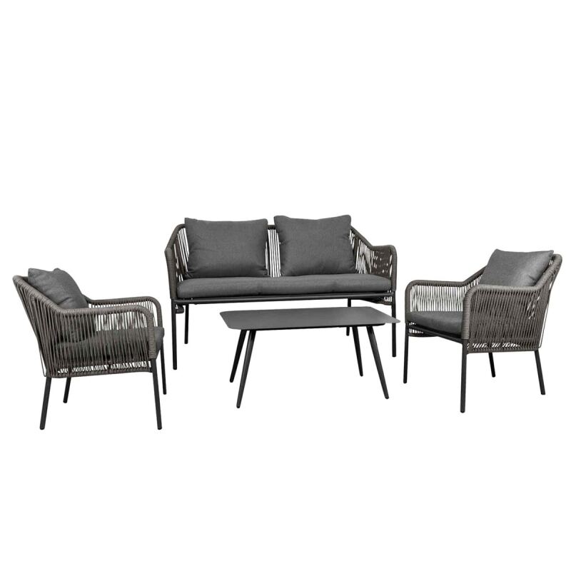 witterungsbeständiges Garten-Loungeset 4-teilig silbergrau