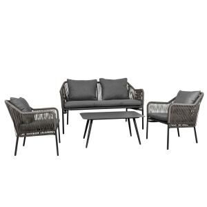 witterungsbeständiges Garten-Loungeset 4-teilig silbergrau