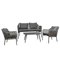 witterungsbeständiges Garten-Loungeset 4-teilig silbergrau