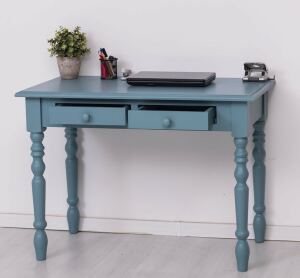 romantischer Schreibtisch - Konsolentisch mit Drechselbeinen himmelblau