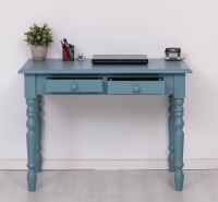 romantischer Schreibtisch - Konsolentisch mit Drechselbeinen himmelblau
