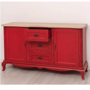 nostalgisches Sideboard - Konsole im Regency-Stil rot