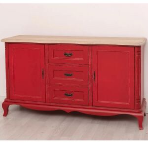 nostalgisches Sideboard - Konsole im Regency-Stil rot