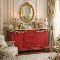 nostalgisches Sideboard - Konsole im Regency-Stil rot