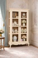 Rokkoko Vitrinenschrank - nostalgische Vitrine eierschale hellbraun
