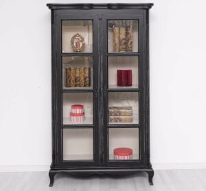 romantische Vitrine - Barocker Schrank in schwarz shabby...