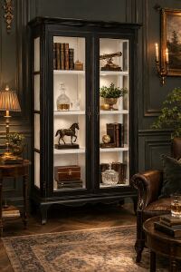 romantische Vitrine - Barocker Schrank in schwarz shabby /weiß