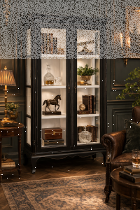 romantische Vitrine - Barocker Schrank in schwarz shabby /weiß