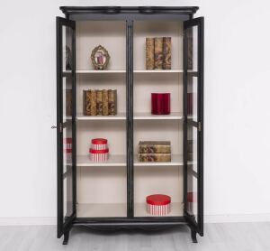 romantische Vitrine - Barocker Schrank in schwarz shabby /weiß