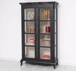 romantische Vitrine - Barocker Schrank in schwarz shabby /weiß