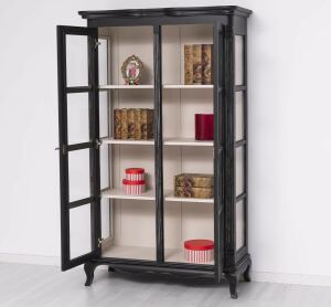 romantische Vitrine - Barocker Schrank in schwarz shabby /weiß