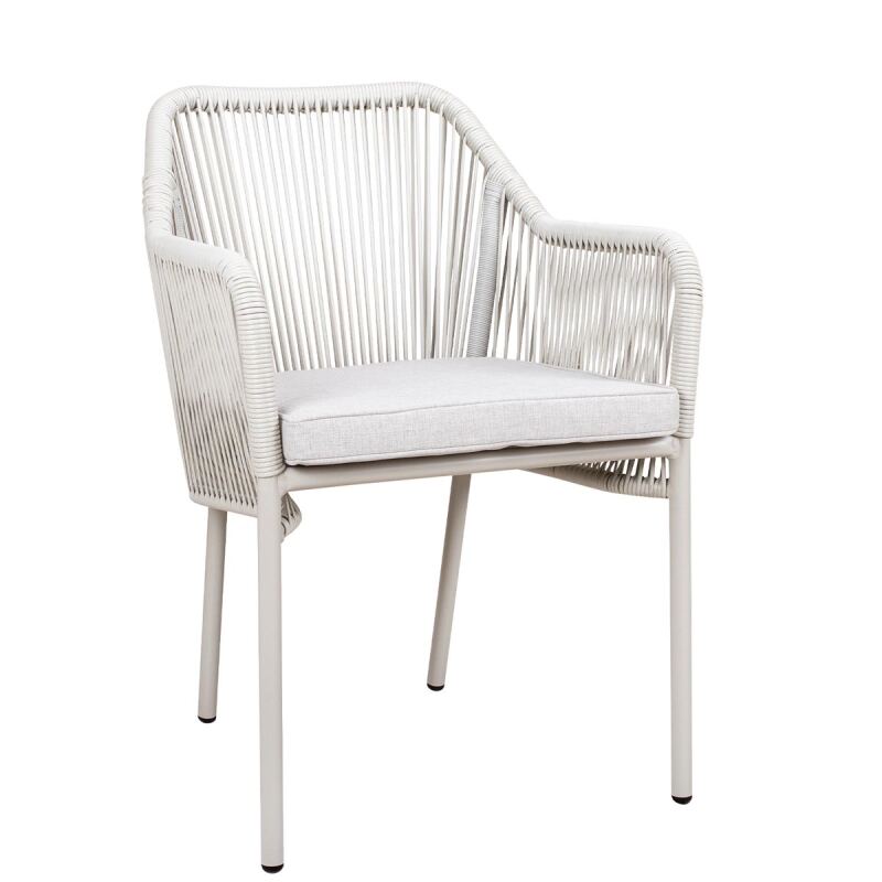 Outdoor-Loungesessel grau/beige mit Sitzpolster