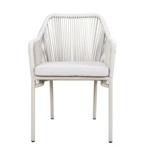 Outdoor-Loungesessel grau/beige mit Sitzpolster