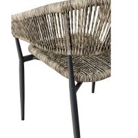 Terrassenstuhl mit Rope-Geflecht und Armlehnen, natur/grau