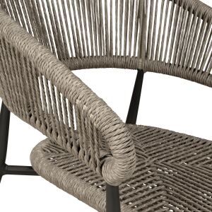 Gartenstuhl mit Rope-Geflecht und Armlehnen, silbergrau
