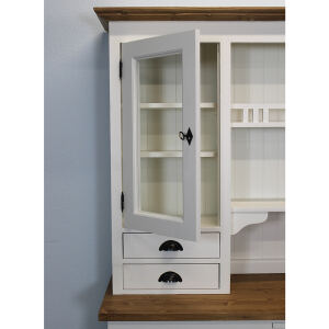 Buffetschrank Weiß Landhausstil mit LED-Beleuchtung und Glastüren