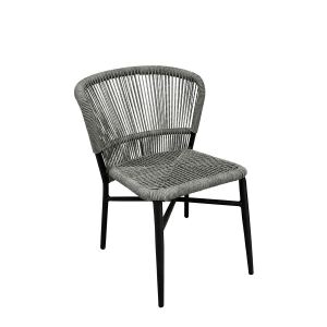 stapelbarer Gartenstuhl in Rattan-Optik, silbergrau