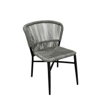 stapelbarer Gartenstuhl in Rattan-Optik, silbergrau