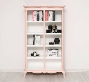 romantisches Bücherregal - Vintage Regal pastellrosa + weiß