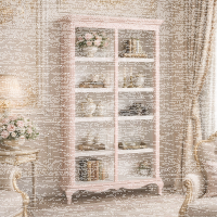 romantisches Bücherregal - Vintage Regal pastellrosa + weiß