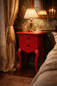 Nachttisch im Antik-Look - Beistelltisch rot Shabby Chick