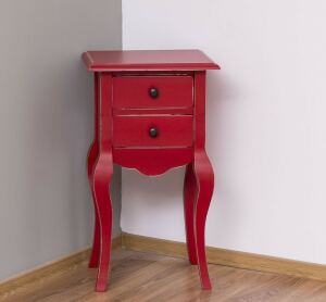 Nachttisch im Antik-Look - Beistelltisch rot Shabby Chick