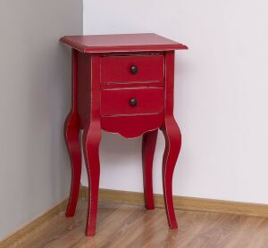 Nachttisch im Antik-Look - Beistelltisch rot Shabby Chick